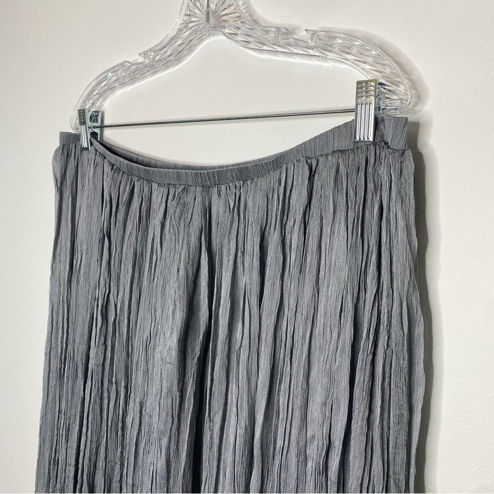 Badgley Mischka American Glamour Silver Crinkle Beaded Maxi Skirt - Picture 4 of 10